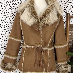 E Studio 90s Faux Fur Lined Faux Leather Suede